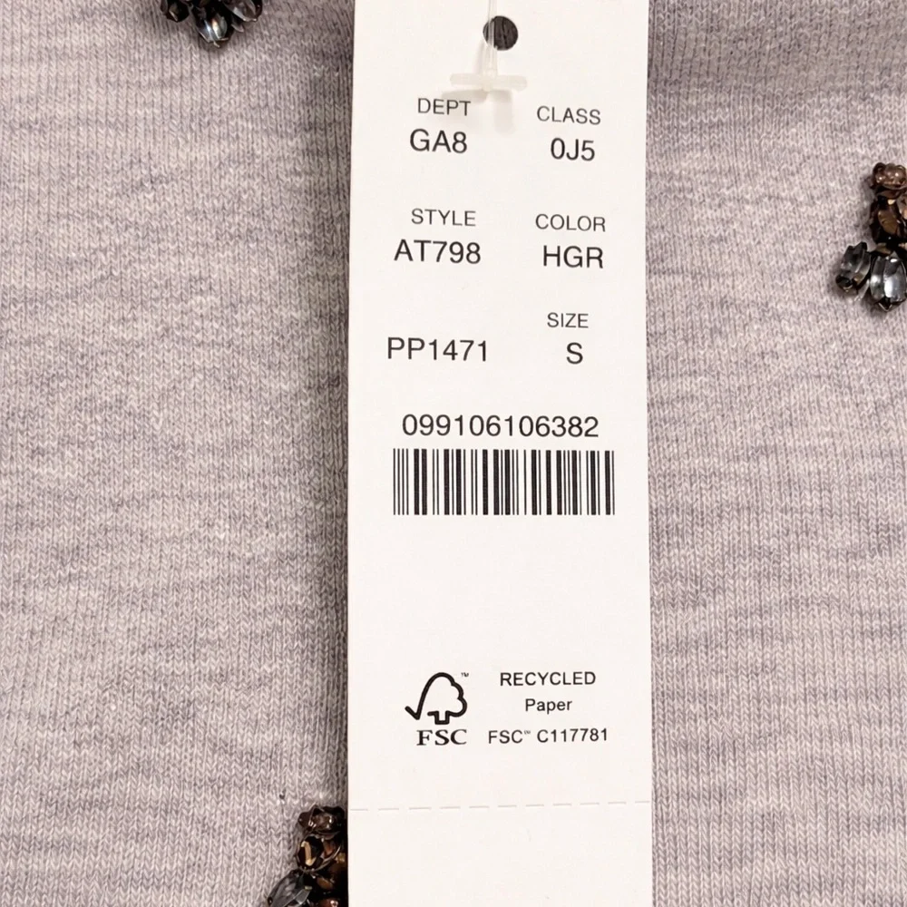 J.Crew Jewel Embellished Sweatshirt Small Heather Gray